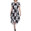 image:imageKarl Lagerfeld Womens Short Sleeve Hanky Hem Tie Waist Printed Twill Midi DressBlackBirch Multi
