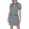 image:imageKarl Lagerfeld Womens Short Sleeve Keyhole Neckline Knit Tweed DressBeacon BlueDark Teal Multi