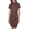 image:imageKarl Lagerfeld Womens Short Sleeve Mock Neck Sheath Mini DressChocolate