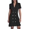 image:imageKarl Lagerfeld Womens Short Sleeve Notch Collar Scuba Crepe Blazer Dress with Flounce HemBlack
