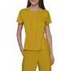 image:imageKarl Lagerfeld Womens Short Sleeve Round Neck Pleat Front Peplum BlouseGold Flake