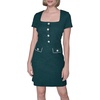 image:imageKarl Lagerfeld Womens Short Sleeve Stretch Texture Knit Tweed Aline DressPine