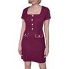 image:imageKarl Lagerfeld Womens Short Sleeve Stretch Texture Knit Tweed Aline DressWine