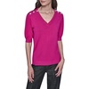 image:imageKarl Lagerfeld Womens Short Sleeve VNeck Crystal Button SweaterBright Jewel Pink