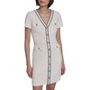 image:imageKarl Lagerfeld Womens Short Sleeve VNeck Embellished Tweed Sheath Mini DressSoft White
