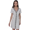 image:imageKarl Lagerfeld Womens Short Sleeve VNeck Embellished Tweed Sheath Mini DressSoft White Multi