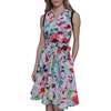 image:imageKarl Lagerfeld Womens Sleeveless Collared Faux Wrap Midi DressSoft WhiteBlackHydrangea