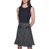 image:imageKarl Lagerfeld Womens Sleeveless Contrast Grid Tweed Skirt Aline DressBlack Soft White