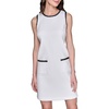 image:imageKarl Lagerfeld Womens Sleeveless Crew Neck Summer Tweed Contrast Detail Shift DressSoft WhiteBlack