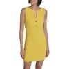 image:imageKarl Lagerfeld Womens Sleeveless Gold Buttoned Split Neck Mini Sheath DressSoft Lemon Chrome