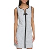 image:imageKarl Lagerfeld Womens Sleeveless Split Neck Contrast Trim Aline Mini Dress with Bow DetailSoft WhiteBlack