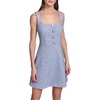 image:imageKarl Lagerfeld Womens Sleeveless Square Neck Tweed Pearl Button Aline DressBlue Multi