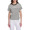 image:imageKarl Lagerfeld Womens Stripes Black and White Scallop Neck Trim BlouseSoft WhiteBlack