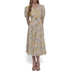 image:imageKarl Lagerfeld Womens V Neck Puff Sleeve Midi DressFreesia Yellow Multi