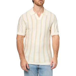 image:imageKARL LAGERFELD Mens Collared Striped Short Sleeve Knit DressNatural