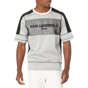 image:imageKARL LAGERFELD Mens Contrast Fabric Mesh Logo PulloverGreyBlack