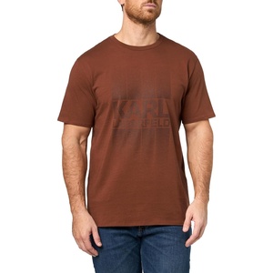 image:imageKARL LAGERFELD Mens Crewneck Short Sleeve Pixel Grid Graphic Relaxed Fit TShirtCappucino
