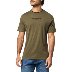 image:imageKARL LAGERFELD Mens Crewneck Short Sleeve Relaxed Fit Contrast Trim TShirtOlive
