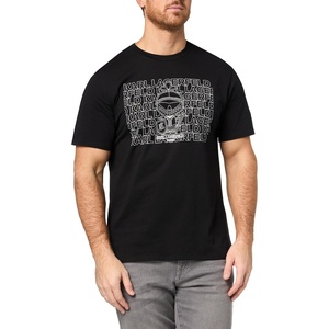 image:imageKARL LAGERFELD Mens Crewneck Short Sleeve Tonal Logo and Armor Graphic Design Relaxed Fit TShirtBlack