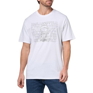 image:imageKARL LAGERFELD Mens Crewneck Short Sleeve Tonal Logo and Armor Graphic Design Relaxed Fit TShirtOptic White