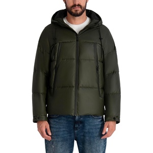 image:imageKARL LAGERFELD Mens Hooded Puffer Jacket With Zip PocketsOlive