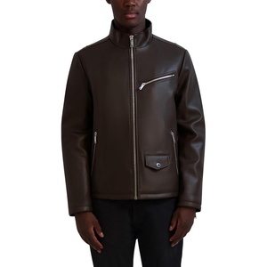 image:imageKARL LAGERFELD Mens Karl Lagerfeld Paris Mens Faux Leather Biker JacketDark Brown