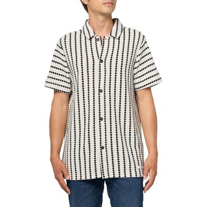 image:imageKARL LAGERFELD Mens Knit Short Sleeve Button Front Woven DressNaturalBlack