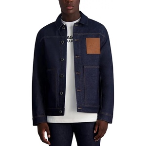 image:imageKARL LAGERFELD Mens Logo Patch Raw Denim JacketBlue