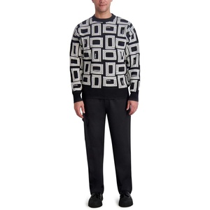 image:imageKARL LAGERFELD Mens Long Sleeve Double L Raised All Over Logo TopBlack