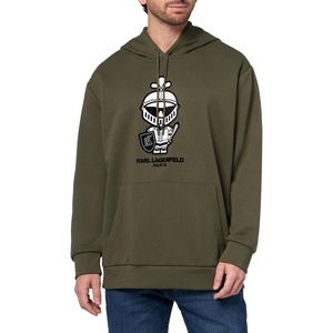 image:imageKARL LAGERFELD Mens Long Sleeve Hooded Relaxed Fit Kangaroo Pocket SweatshirtOlive