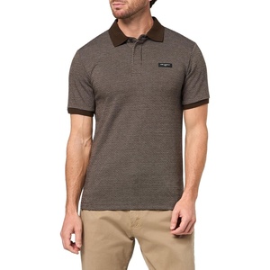 image:imageKARL LAGERFELD Mens Straight Collar Chest Logo Textured Short Sleeve PoloBrown