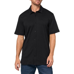 image:imageKARL LAGERFELD Paris Mens Button Front Collared Short Sleeve Woven DressBlack