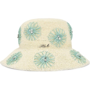 image:imageKARL LAGERFELD Paris Womens Floral Crochet Straw Sunhat Ivory One Size