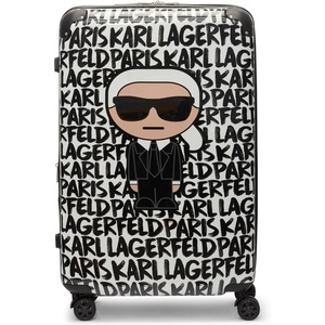 image:imageKARL LAGERFELD Paris Womens Logo Explosion Upright Hardside Suitcase Multi LargeBlackWhite