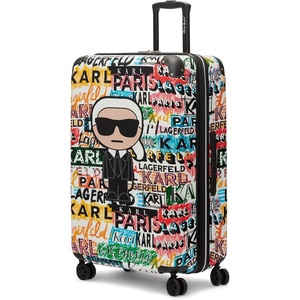 image:imageKARL LAGERFELD Paris Womens Logo Explosion Upright Hardside Suitcase Multi LargeMulti