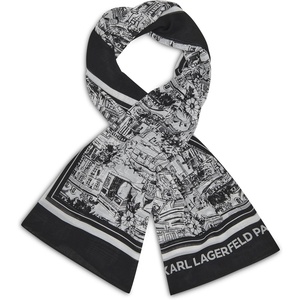 image:imageKARL LAGERFELD Paris Womens Sketched Chiffon Lightweight Scarf Black One Size