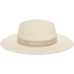 image:imageKARL LAGERFELD Paris Womens St Tropez Straw Sunhat with Logo Ivory One Size
