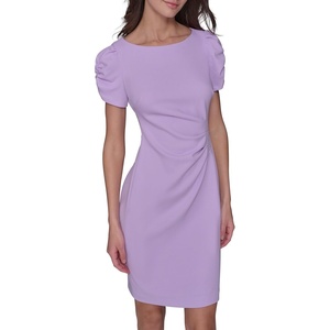 image:imageKARL LAGERFELD Short Ruched Sleeve Jewel Neck Sheath Mini DressIris