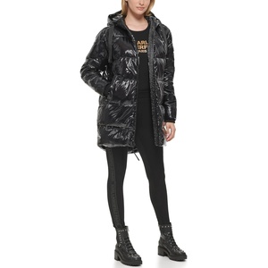 image:imageKARL LAGERFELD Womens Chevron Quilted Short PufferGlossy Black