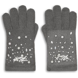 image:imageKARL LAGERFELD Womens Crystal and Pearl Studs GlovesHeather Granite
