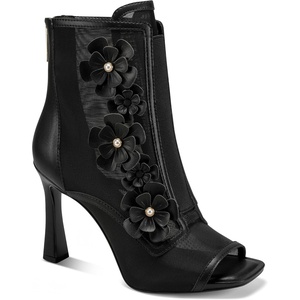 image:imageKARL LAGERFELD Womens Deandre Peep Toe Sandal Bootie With Flower EmbellishmentsBlack