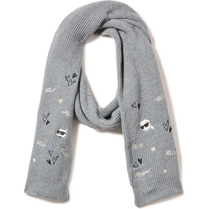 image:imageKARL LAGERFELD Womens Embroidered Karl Hearts Winder ScarfHeather Granite