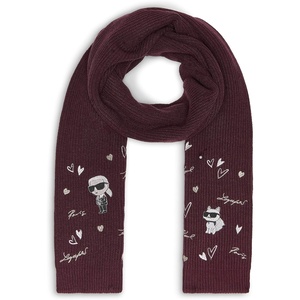 image:imageKARL LAGERFELD Womens Embroidered Karl Hearts Winder ScarfRaisin