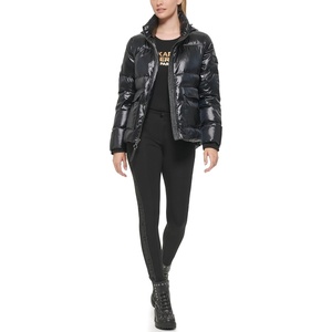 image:imageKARL LAGERFELD Womens Iridescent Patch Pocket Puffer JacketBlack