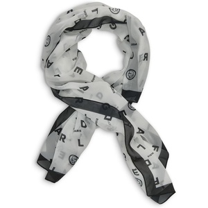 image:imageKARL LAGERFELD Womens Karl Alphabet Poly Chiffon ScarfWhiteBlack Combo