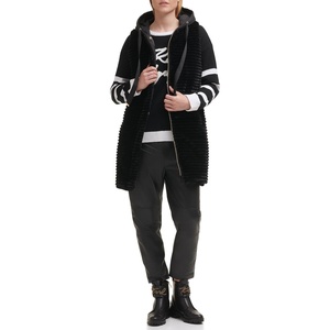 image:imageKARL LAGERFELD Womens Karl Lagerfeld Paris Womens Full Legnth Puffer JacketDrawstring Vest Black
