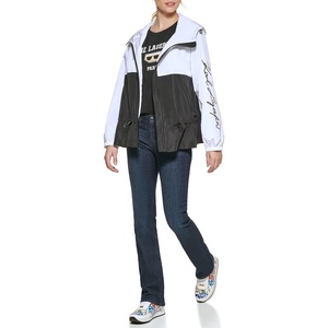 image:imageKARL LAGERFELD Womens Karl Lagerfeld Paris Womens Lightweight Softshell JacketShort Anorack Logo BlkWht