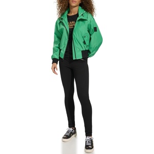 image:imageKARL LAGERFELD Womens Karl Lagerfeld Paris Womens Short Anorack With Logo Sleeve JacketKelly Green