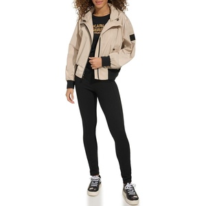 image:imageKARL LAGERFELD Womens Karl Lagerfeld Paris Womens Short Anorack With Logo Sleeve JacketShort Anorack Logo Sand