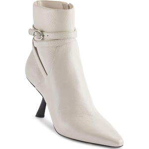 image:imageKARL LAGERFELD Womens Karly Pointed Toe Heeled Ankle Bootie With Belt DetailSoft White